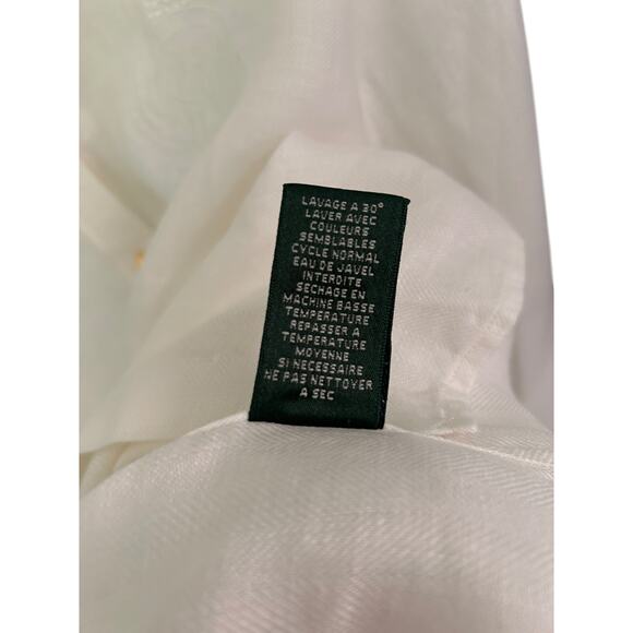 Lauren Ralph Lauren Shirt Womens M‎ White Linen Gold Button Crest Classic - Picture 5 of 8